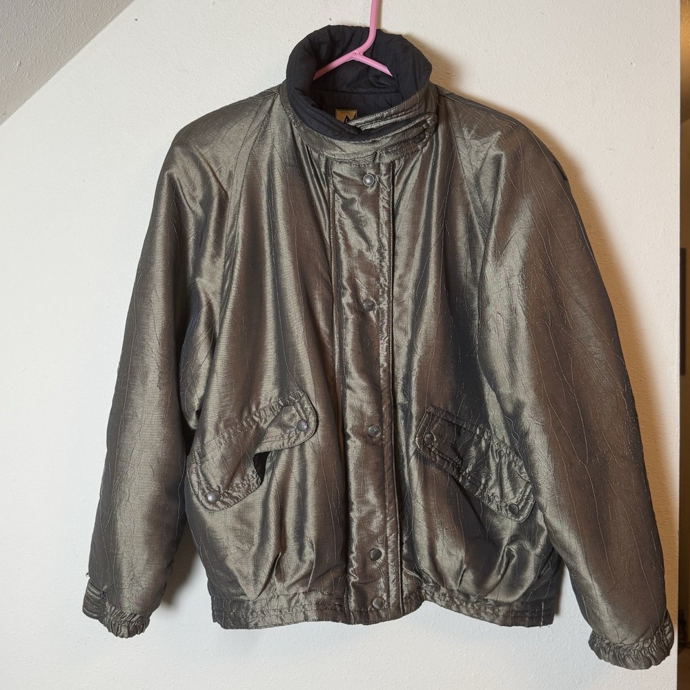 Skea Paris Vail Women's Insulated Ski Jacket Size 8 Made in USA Metallic